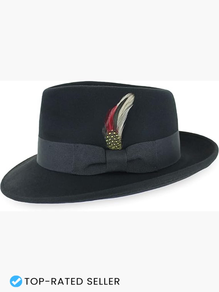 Crushable 100% Wool Felt Fedora - Stain Resistant Travel Friendly Dress Hat